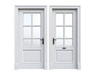 Pair of white paneled doors with glass panels