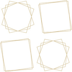 Minimal geometric frame set with overlapping square and polygon shapes in elegant line art style, perfect for modern decoration, graphic design, and creative illustration projects.