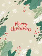 クリスマスのイメージ背景フレーム_縦長_文字あり_ベクターイラスト