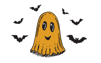 Halloween, a ghost on a white background	
