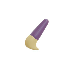 Isolated Paint Brush with Purple Handle and Beige Bristles on Transparent Background