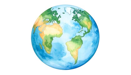 Naklejka premium Watercolor globe, world map