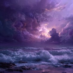 Fototapeta premium Purple stormy seascape