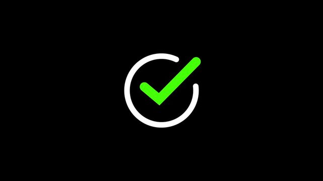 green check mark icon animations. Green check mark, tick, yes, or OK symbol on green screen. check tick mark. Check mark animation icon.