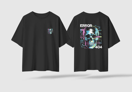Error 404 Glitch Skull TShirt Design