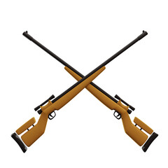 Two Crossed Hunting Rifles Isolated on Transparent Background Golden Military Style Weapons with Detailed Texture and Transparent Backdrop