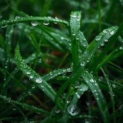 Raindrops on the grass
