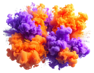 Abstract ink explosion of orange and purple