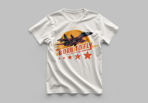 Tshirt Design With Fighter Jet Illustration