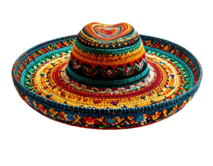 Vibrant, colorful sombrero with intricate, patterned design