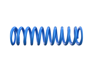 Robust Blue Metal Compression Spring – Essential Mechanical Part for Motorbike Suspension, Automotive Engines and Industrial Equipment – High-Quality Isolated 3D Render PNG with Transparent Background