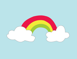 Rainbow among clouds flat design illustration.eps