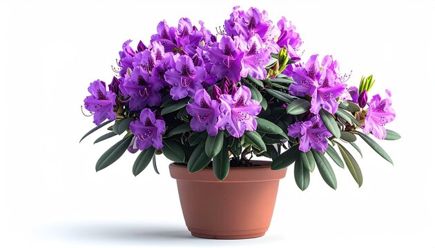 Lilac rhododendron in terracotta pot