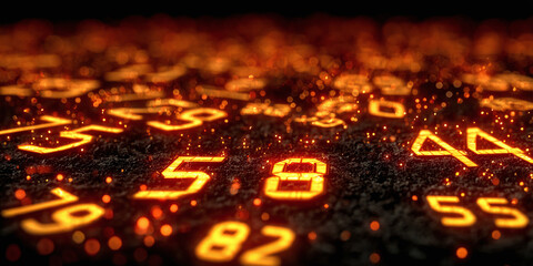 Abstract Glowing Numbers A Digital Landscape of Numeric Data