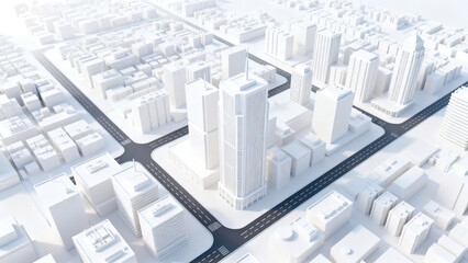 Fototapeta premium Minimalist White 3D City Model