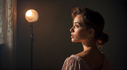 Naklejka premium young woman in the evening