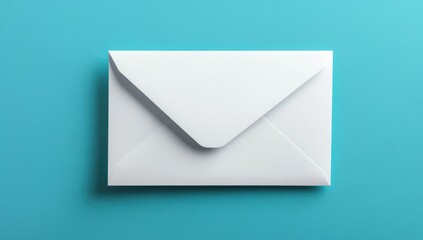 A pristine white envelope lies centered against a vibrant teal backdrop, capturing attention