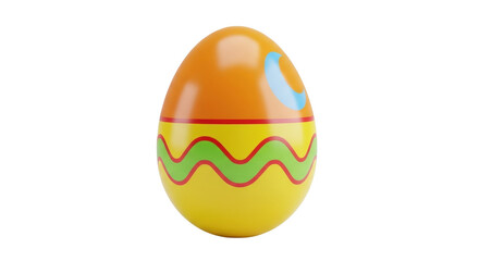 Isolated Easter egg illustration with a bright orange color scheme and wavy decoration pattern