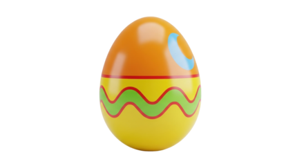 Isolated Easter egg illustration with a bright orange color scheme and wavy decoration pattern