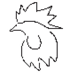 rooster pixel icon, 8-bit. Isolated vector illustration.