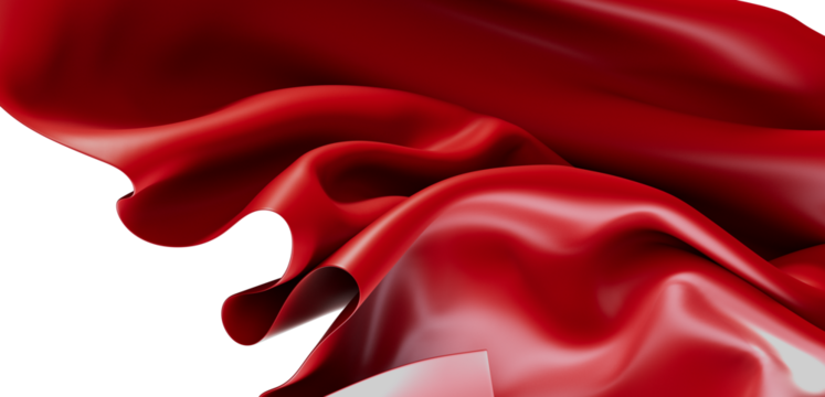 A flowing piece of red fabric, rendered with soft lighting, perfect for use in design and art, and as a decorative element. Dramatic and sensual