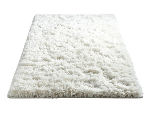 Off-white, plush rug, rectangular shape