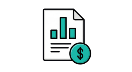 Isolated financial report icon shows chart with monetary symbol for business analysis
