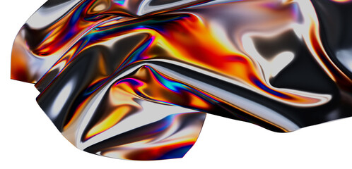 Dynamic image of a flowing iridescent fabric. Abstract design with colorful highlights and reflections. Perfect for modern art or design backgro