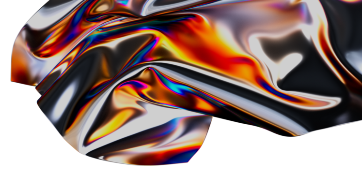 Dynamic image of a flowing iridescent fabric. Abstract design with colorful highlights and reflections. Perfect for modern art or design backgro