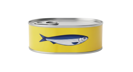 Isolated can of fish for commercial kitchen use, canned sardine food product concept