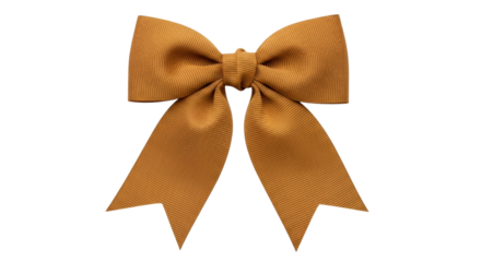 Isolated golden-yellow grosgrain ribbon bow, festive decoration, for gift wrapping and embellishing