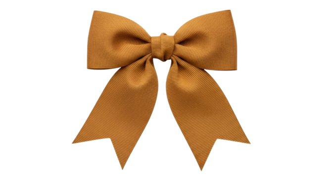 Isolated golden-yellow grosgrain ribbon bow, festive decoration, for gift wrapping and embellishing