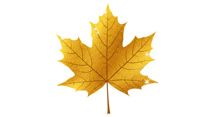 Fototapeta premium Golden maple leaf isolated on transparent background, a symbol of autumn, its vibrant color and intricate veins capturing the essence of the season