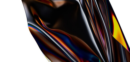 Captivating abstract artwork featuring a flowing, iridescent surface.  The play of light creates a...