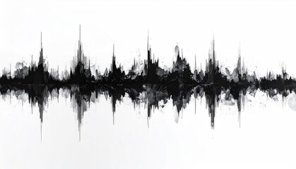 Abstract sound wave graphic, black and white