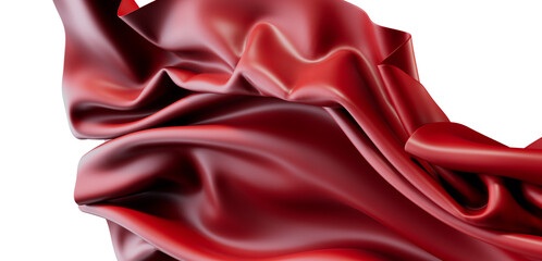 Close-up shot of a smooth, flowing red silk fabric. The luxurious texture is highlighted with...