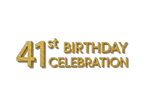 Elegant Gold Glitter 41st Birthday Celebration Text with Shadow Effect