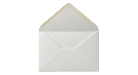 Isolated Ivory blank envelope with open flap, ready for mail. Elegant design, subtle color.