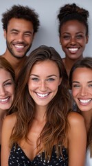 Fototapeta premium A group of people are smiling and posing for a photo. Scene is happy and friendly