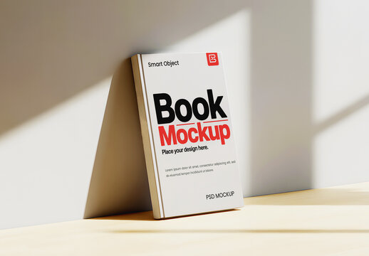 Minimalist Book Mockup with Sunlight and Shadow