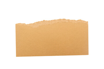 Torn piece of brown paper with jagged edge isolated on white background