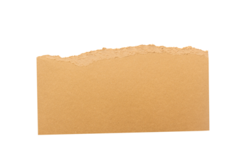 Torn piece of brown paper with jagged edge isolated on white background
