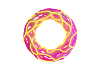 Neon Pink and Yellow Abstract Sphere: 3D Rendered Geometric Design