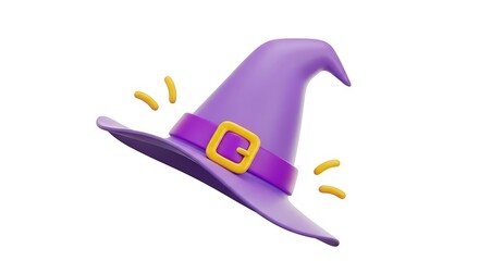 Cute purple witch hat with golden buckle and sparkles