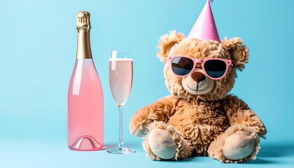 Party teddy bear with champagne (3)