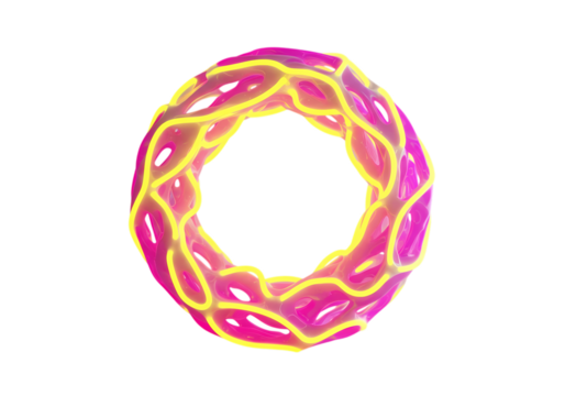Neon Pink and Yellow Abstract Sphere: 3D Rendered Geometric Design