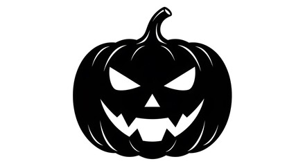 Scary black jack o lantern silhouette with glowing white eyes and mouth