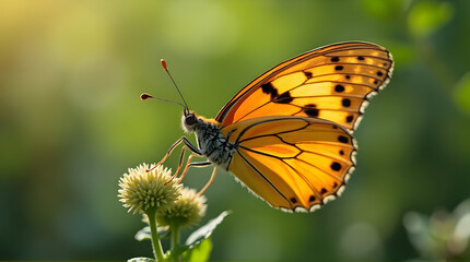 Obraz premium Butterfly Resting on Flower in Natural Garden Setting