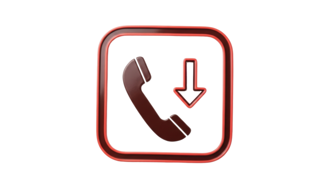 Isolated End Call Icon with an Arrow Symbol, Mobile Phone Down Icon, Communication
