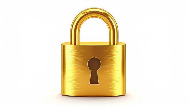 Gold padlock on white background (4)